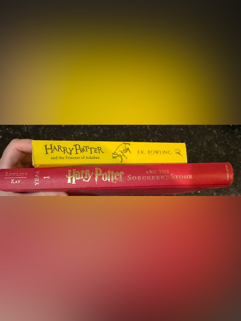 Harry Potter Books Set of 2 Yellow & Red Spines